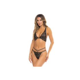 Ensemble 2 pièces noir comprenant soutien gorge et string 